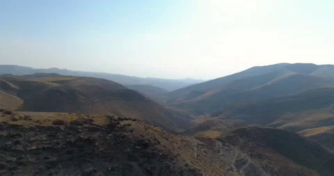 Panoramic view over mountain Judea and Samaria desert In South Israel. Top hill Stock Footage 163438841