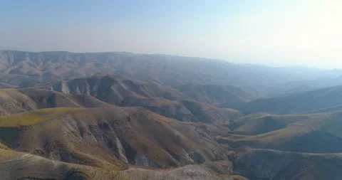 Panoramic view over mountain Judea and Samaria desert In South Israel. Top hill Stock Footage 163439172