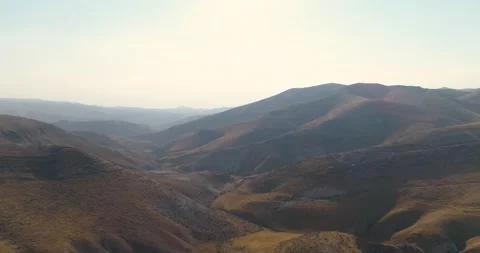 Panoramic view over mountain Judea and Samaria desert In South Israel. Top hill Stock Footage 163439524
