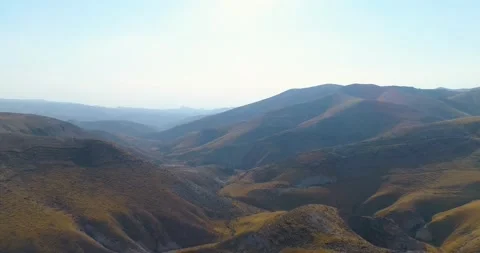 Panoramic view over mountain Judea and Samaria desert In South Israel. Top hill Stock Footage 163439711