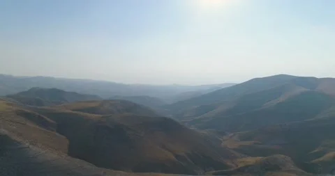 Panoramic view over mountain Judea and Samaria desert In South Israel. Top hill Stock Footage 163440025