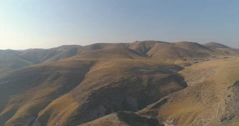 Panoramic view over mountain Judea and Samaria desert In South Israel. Top hill Video stock 163440083