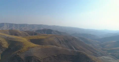 Panoramic view over mountain Judea and Samaria desert In South Israel. Top hill Stock Footage 163440420