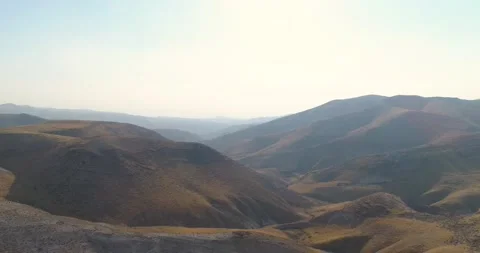 Panoramic view over mountain Judea and Samaria desert In South Israel. Top hill Stock Footage 163441771