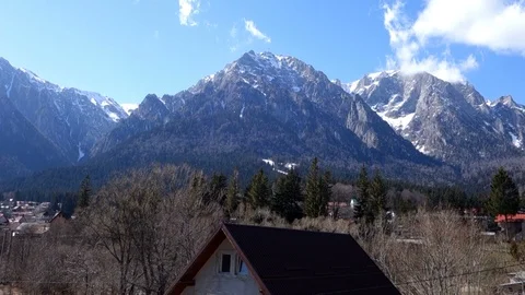 Panoramic View Over Mountains Peaks Romania Busteni Stock Footage 106110995