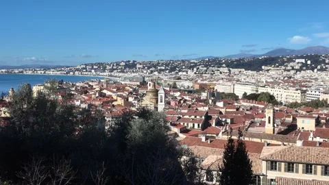 Panoramic View Over Nice Cityscape and Coastline Stock Footage 329588110