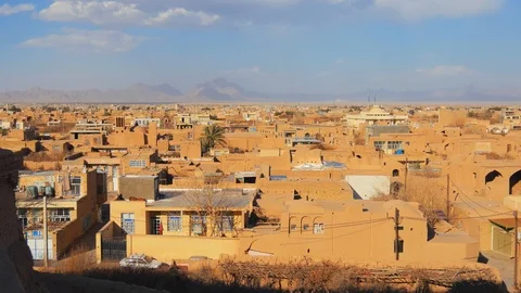 Panoramic view over the Old City of Yazd, Iran 스톡 동영상 111305639