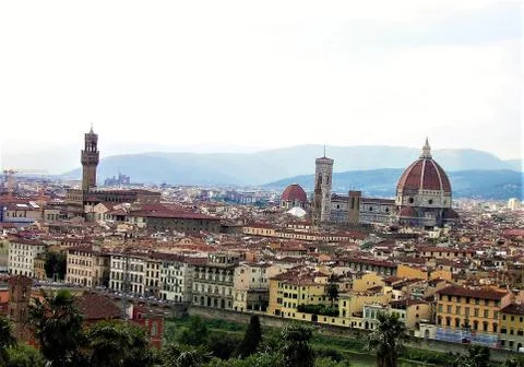 Panoramic view over old town of Florence Stock Photos