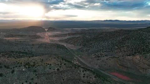 Panoramic View Over Parowan Gap Landscape In Utah At Sunset - drone shot Stock Footage 230214488
