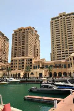 Panoramic view over the Pearl in Doha, Qatar Stock Photos