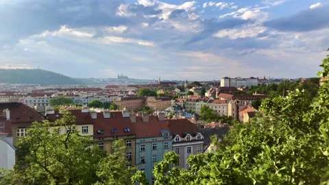 Panoramic view over Prague Stock Footage 133779448