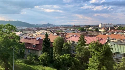 Panoramic view over Prague Stock Footage 133779466