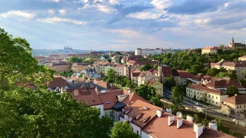 Panoramic view over Prague Stock Footage 133779524