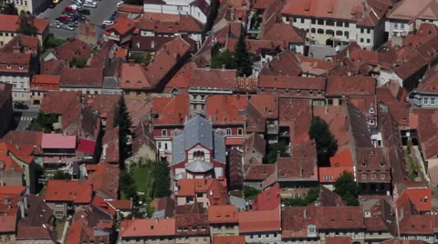 Panoramic view over red roofs, Medieval city, old European town, architecture 스톡 동영상 40530844