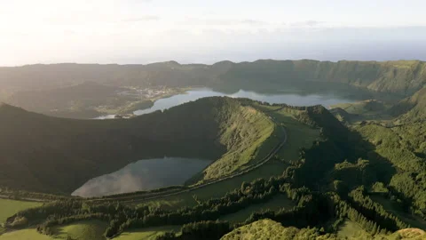 Panoramic view over stunning nature on São Miguel, Azores Video stock 225630690