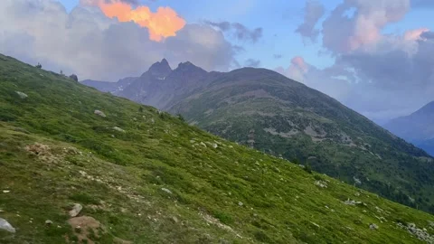 Panoramic View over the Swiss Alps and Valley in a Sunny Summer Day in St Moritz Vídeos de archivo 283383047