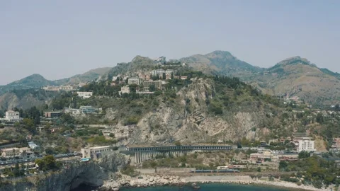 Panoramic view over Taormina in Island of Sicily Italy 4K Stock Footage 162952085