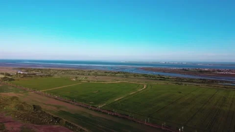 Panoramic view over Thames Estuary, summer sunshine, 4K UHD Stock Footage 168950940