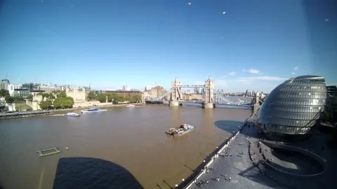 Panoramic view over the tower bridge and the river Thames Stock Footage 142641324