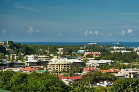 Panoramic view over the town area  from Bel Eau roa Stock Photos