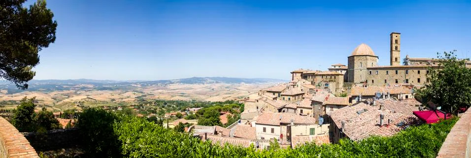 Panoramic view over the town of Volterra, Tuscany, Italy Stock Photos