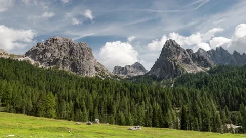 Panoramic View Over Tyrol Dolomites Peaks near Tre Cime di Lavaredo Stock Footage 130276878