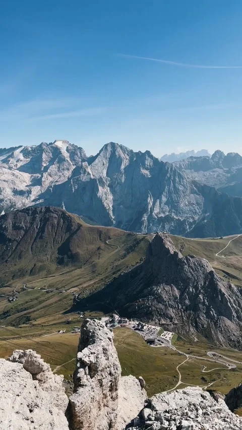 Panoramic View Over Valley from Piz Boè Stock Footage 329775849