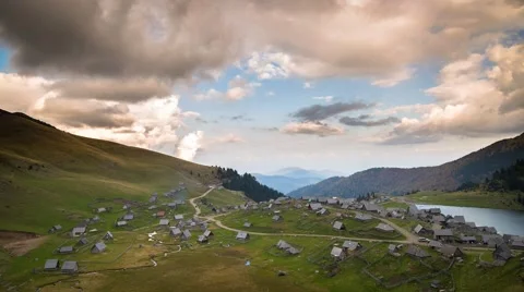 Panoramic view over the village at Prokosko lake 動画素材 47107529