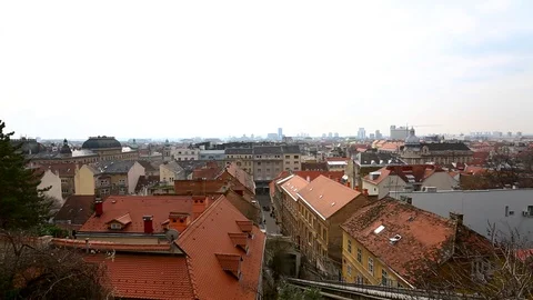 Panoramic view over Zagreb, capital city of Croatia Stock Footage 119090948