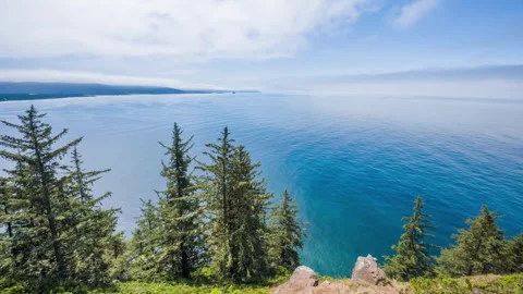 Panoramic view of the Pacific Ocean from the cliffs of Cape Lookout State Park, Stock Footage 326710990