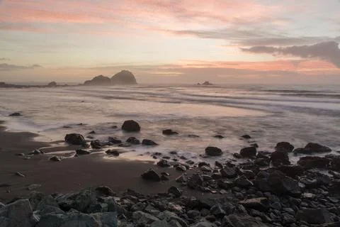 A panoramic view of the Pacific Ocean stretching to the horizon Stock Photos