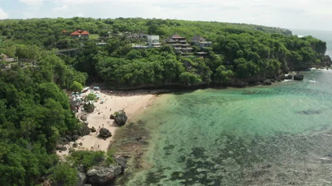 Panoramic view of Padang Padang Beach Stock Footage 218290875