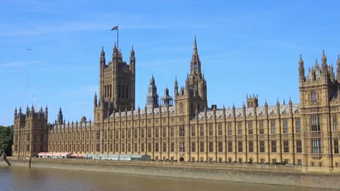 Panoramic view of the palace of Westminster and Big Ben in London Stock Footage 320333965
