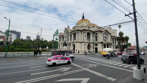 Panoramic view of Palacio de Bellas Artes, downtown Mexico City, 4K Stock Footage 290229685