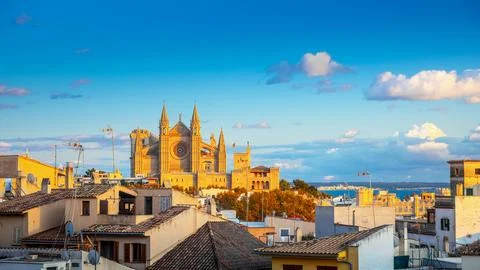 Panoramic view of Palma de Majorca, Mallorca Balearic Islands, Mediterranea.. Stock Photos