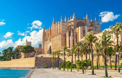 Panoramic view of Palma de Majorca, Mallorca Balearic Islands, Mediterranea.. Stock Photos