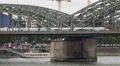 Panoramic View Pan Right Cologne Historic Bridge Intercity Express Train Passing HD Footage