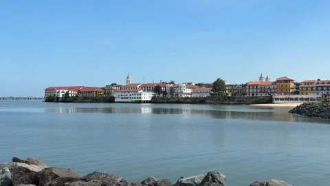 Panoramic View of Panama City Old Quarter by Water Stock Footage 312688906