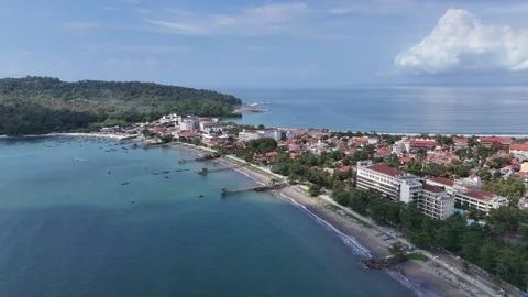 Panoramic View of Pangandaran Beach Bay Stock Footage 259472263