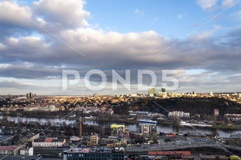 Panoramic view of the Pankrac district with Prague tallest buildings ...