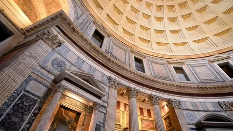 Panoramic view of Pantheon-inside interior in Rome, Italy Stock Footage 73548571
