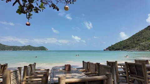 Panoramic view of a paradise beach Stock Footage 302763243