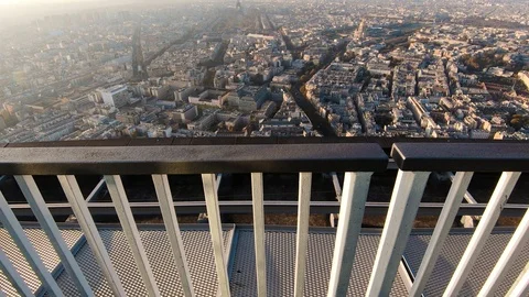 Panoramic View Of Paris City Rooftops Architecture Attraction Tour Eiffel View Stock Footage 105724216