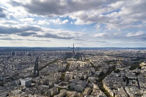 Panoramic view of Paris with the Eiffel tower Stock Photos