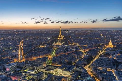 Panoramic view of Paris with the Eiffel tower Stock Photos