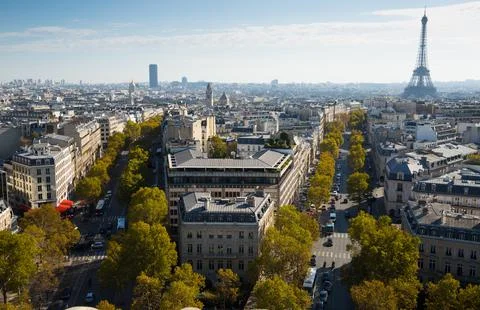 Panoramic view of Paris with Eiffel Tower Stock Photos