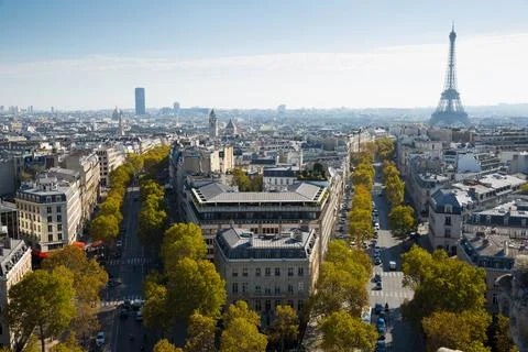 Panoramic view of Paris with Eiffel Tower Stockfoto's
