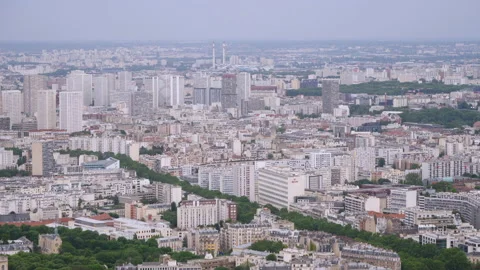 Panoramic view on Paris rooftops from Montparnasse Tower, France, Europe.  Stock Footage 237925590