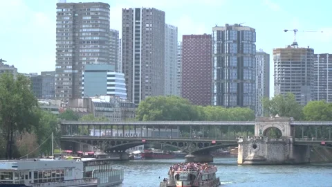 Panoramic view of Paris from the Seine River. Stock Footage 339671792