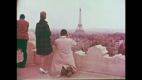 A panoramic view of Paris is shown in 1961 when Kennedy visited the city. Stock Footage 159332206